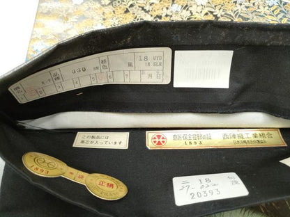 平和屋着物●玉虫金彩 加藤信和 西陣 京藝謹製 六通柄袋帯 螺旋 舞花文  金彩 共箱・証紙付き 正絹 逸品 未使用 CABN2796hy