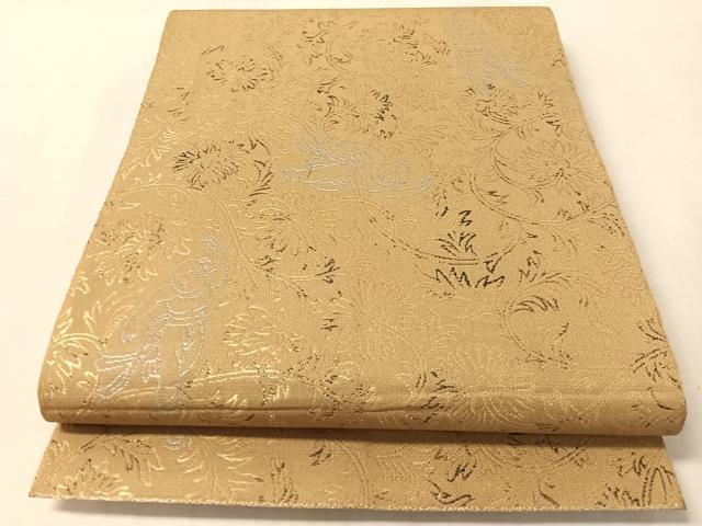 平和屋着物●龍村美術織物　龍村製　全通柄　本袋帯　歌集人形唐草文　金糸　正絹　逸品　CABN2802vp