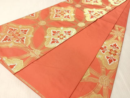 平和屋着物●西陣　川島織物　六通柄　本袋帯　七宝花文　金銀糸　正絹　逸品　CABN2805vp