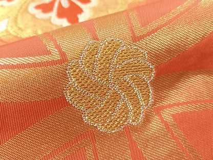 平和屋着物●西陣　川島織物　六通柄　本袋帯　七宝花文　金銀糸　正絹　逸品　CABN2805vp