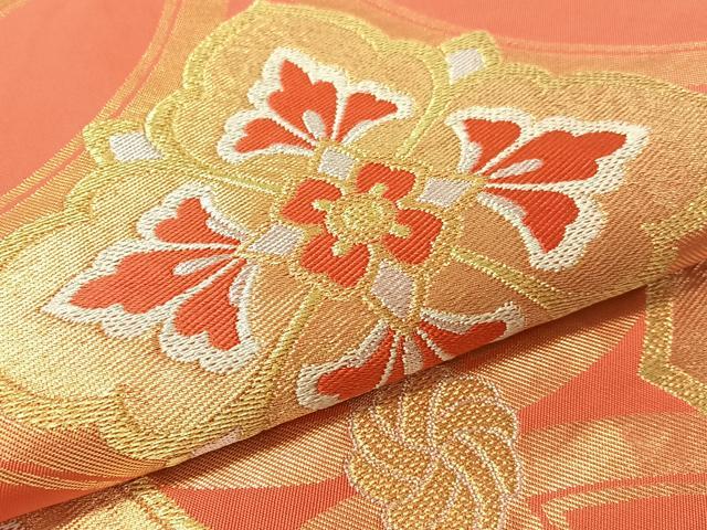 平和屋着物●西陣　川島織物　六通柄　本袋帯　七宝花文　金銀糸　正絹　逸品　CABN2805vp