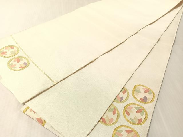 平和屋着物●爪掻き本綴れ　太鼓柄袋帯　花丸文　金銀糸　正絹　逸品　CABN2808vp