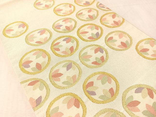 平和屋着物●爪掻き本綴れ　太鼓柄袋帯　花丸文　金銀糸　正絹　逸品　CABN2808vp