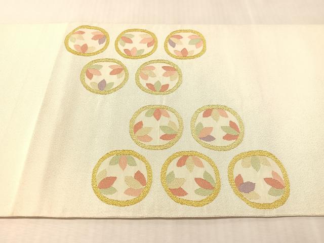 平和屋着物●爪掻き本綴れ　太鼓柄袋帯　花丸文　金銀糸　正絹　逸品　CABN2808vp