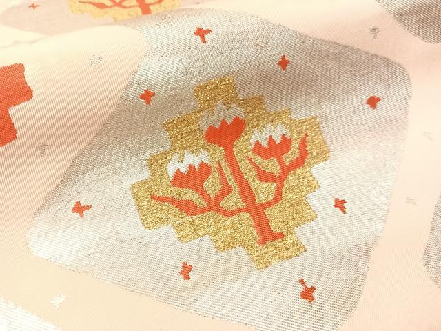 平和屋着物●西陣　川島織物　六通柄　本袋帯　吉祥花文　金銀糸　正絹　逸品　CABN2810vp