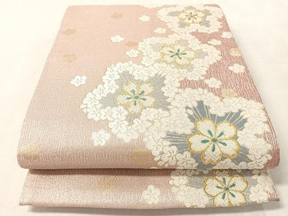 平和屋着物●六通柄袋帯　唐織　舞花文　金銀糸　正絹　逸品　CABN2812vp