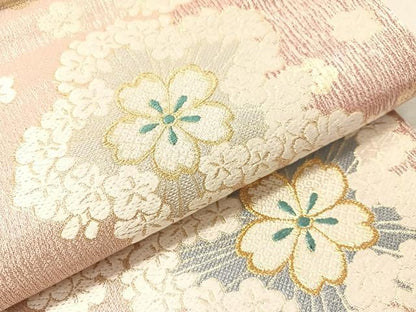 平和屋着物●六通柄袋帯　唐織　舞花文　金銀糸　正絹　逸品　CABN2812vp