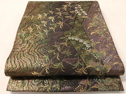 平和屋着物●六通柄袋帯　鈴蘭　金銀糸　正絹　逸品　CABN2815vp