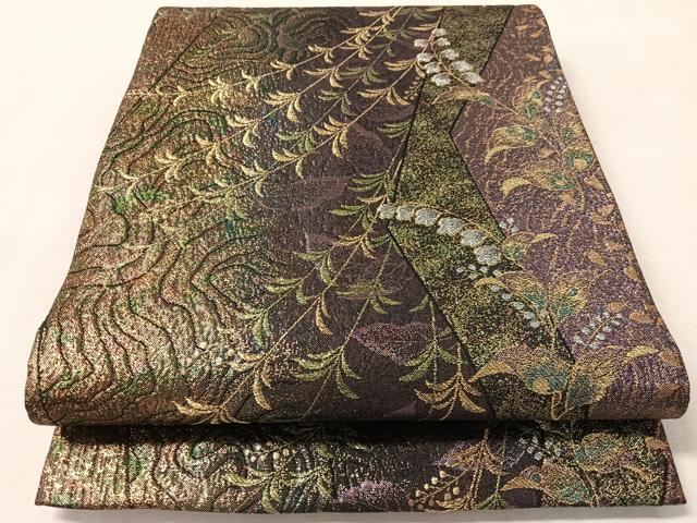 平和屋着物●六通柄袋帯　鈴蘭　金銀糸　正絹　逸品　CABN2815vp