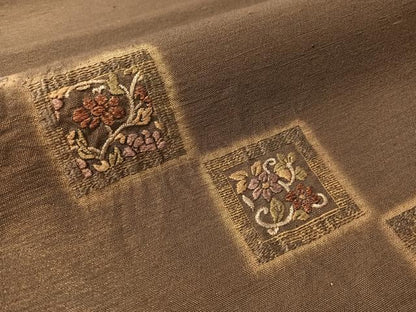 平和屋着物●結城紬　太鼓柄袋帯　絞り　加賀刺繍　池口重孝　花喰い鳥　荒磯　金糸　正絹　逸品　未使用　CABN2817vp