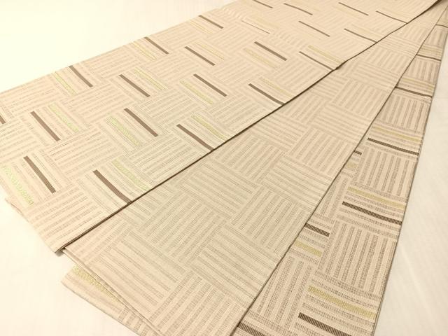 平和屋着物●全通柄袋帯　市松柄　金糸　正絹　逸品　未使用　CABN2818vp