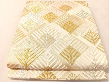 平和屋着物●六通柄袋帯　唐織　菱松葉　金銀糸　正絹　逸品　CABN2819vp