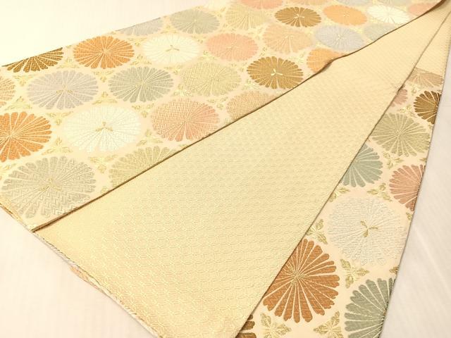 平和屋着物●六通柄袋帯　唐織　手織　花尽くし　金糸　正絹　逸品　CABN2820vp