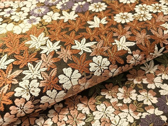 平和屋着物●西陣　織元謹製　六通柄袋帯　有職唐織　草花尽くし　黒地　金糸　正絹　逸品　CABN2823vp