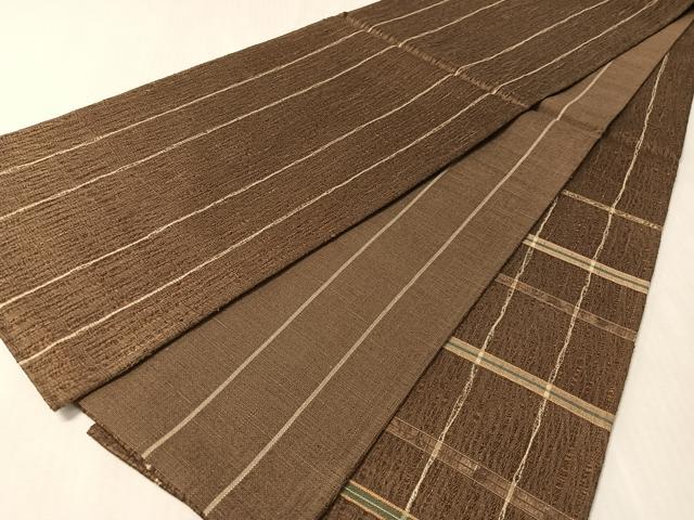 平和屋着物●太鼓柄袋帯　櫛織　格子柄　金糸　正絹　逸品　CABN2824vp