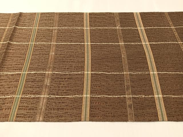 平和屋着物●太鼓柄袋帯　櫛織　格子柄　金糸　正絹　逸品　CABN2824vp