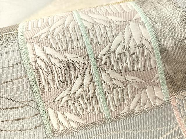 平和屋着物●伝統工芸士　大塩宏二郎　六通柄袋帯　唐織　笹竹吉祥文　金銀糸　正絹　逸品　未使用　CABN2832vp
