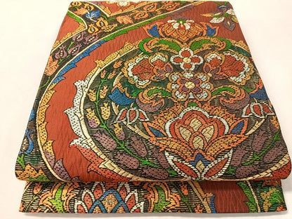 平和屋着物●六通柄袋帯　更紗唐草文　金糸　正絹　逸品　CABN2833vp