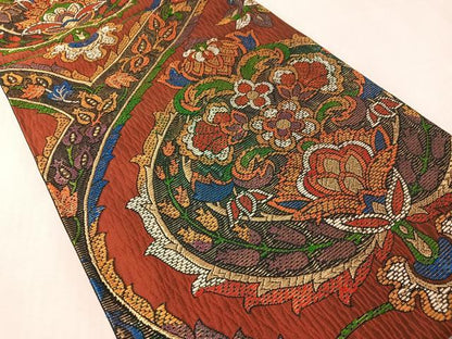 平和屋着物●六通柄袋帯　更紗唐草文　金糸　正絹　逸品　CABN2833vp