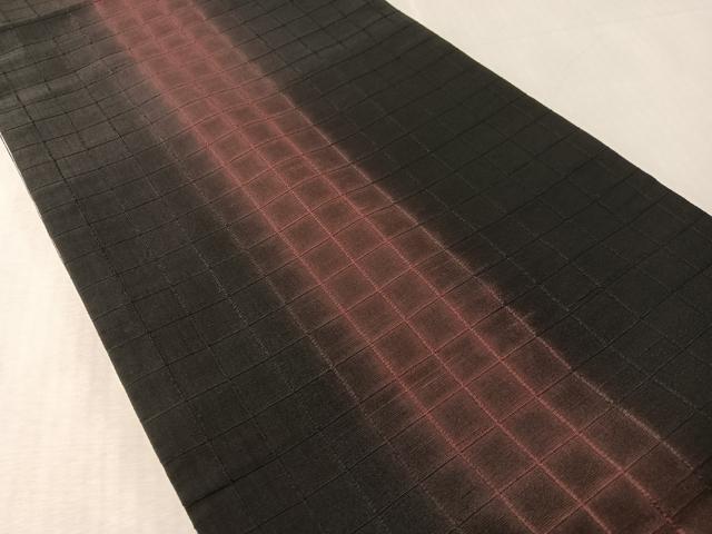 平和屋着物●両面　全通柄袋帯　紹巴　格子柄　さが美扱い　正絹　逸品　CABN2837vp