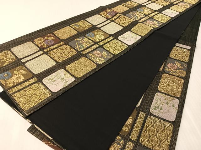 平和屋着物●六通柄袋帯　吉祥花文　金糸　正絹　逸品　CABN2838vp