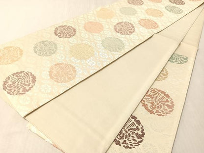 平和屋着物●六通柄袋帯　唐織　鳳凰丸文　正絹　逸品　未使用　CABN2845vp
