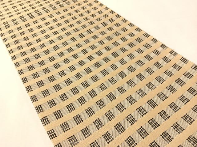 平和屋着物●両面　六通柄袋帯　格子柄　正絹　逸品　CABN2847vp