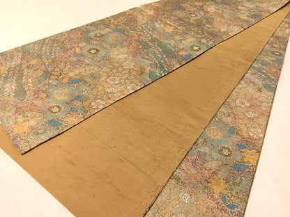 平和屋着物●全通柄袋帯　紬地　辻が花　金彩　正絹　逸品　未使用　CABN2850vp