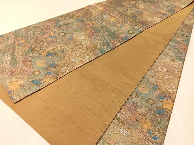 平和屋着物●全通柄袋帯　紬地　辻が花　金彩　正絹　逸品　未使用　CABN2850vp