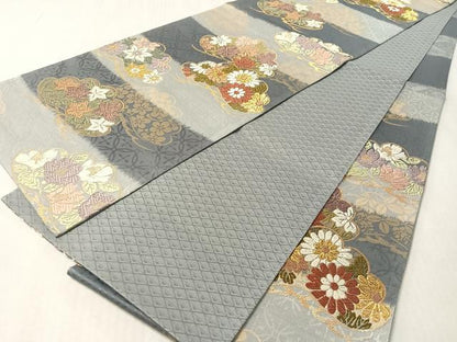 平和屋着物●六通柄袋帯　唐織　花松文　金糸　ますいわ屋扱い　正絹　逸品　未使用　CABN2857vp