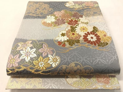 平和屋着物●六通柄袋帯　唐織　花松文　金糸　ますいわ屋扱い　正絹　逸品　未使用　CABN2857vp