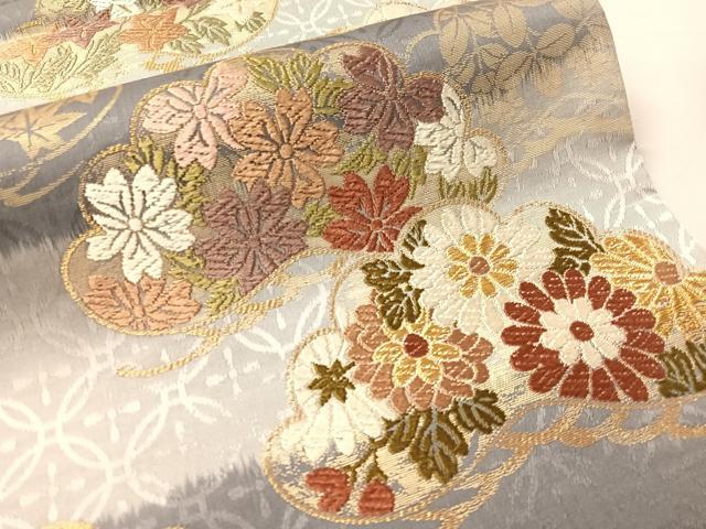 平和屋着物●六通柄袋帯　唐織　花松文　金糸　ますいわ屋扱い　正絹　逸品　未使用　CABN2857vp