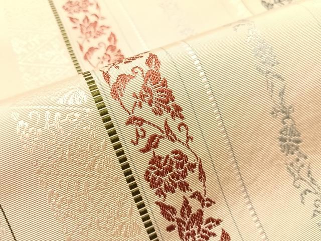 平和屋着物●本場筑前博多織　全通柄袋帯　花唐草間道　正絹　逸品　未使用　CABN2864vp