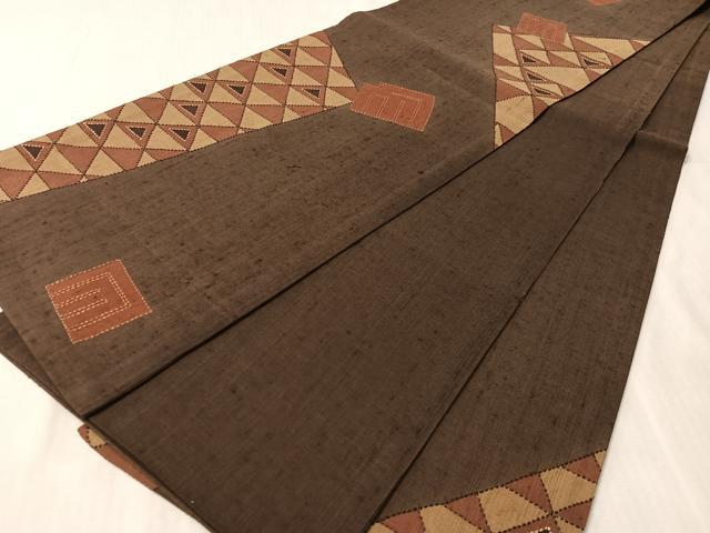平和屋着物●総刺繍　刺し子　袋帯　紬地　源氏香　正絹　逸品　CABN2866vp