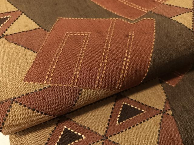 平和屋着物●総刺繍　刺し子　袋帯　紬地　源氏香　正絹　逸品　CABN2866vp