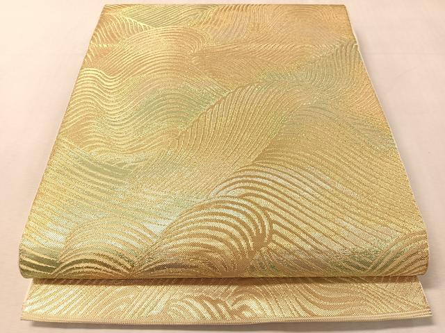 平和屋着物●西陣　川島織物　六通柄　本袋帯　立波文　金糸　正絹　逸品　CABN2873vp