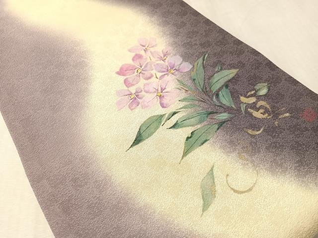 平和屋着物●両面　太鼓柄袋帯　作家物　手描き　真心　草花文　金彩　正絹　逸品　CABN2874vp