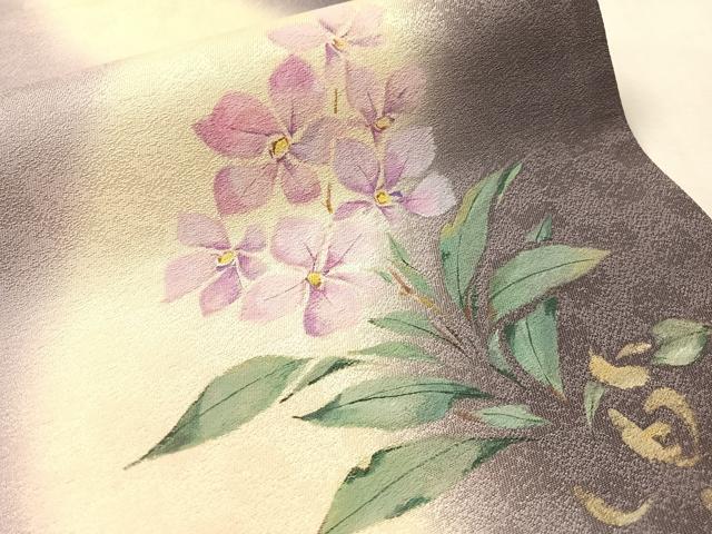 平和屋着物●両面　太鼓柄袋帯　作家物　手描き　真心　草花文　金彩　正絹　逸品　CABN2874vp