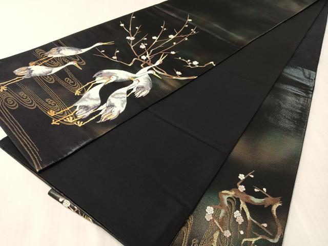 平和屋着物●太鼓柄袋帯　螺鈿　工芸創作同人　弾正工房　村田織物謹製　母なる海の贈り物　黒地　金糸　引箔　反端付き　逸品　CABN2875vp
