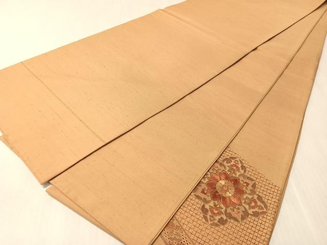 平和屋着物●中国三大刺繍　スワトウ相良刺繍　創祀州　太鼓柄袋帯　紬地　正倉院花文　正絹　逸品　CABN2876vp