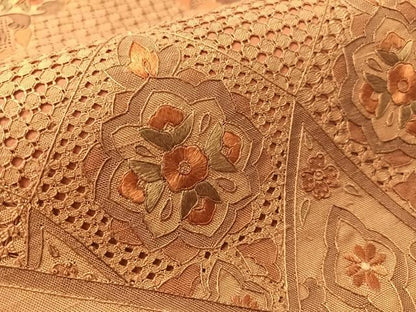 平和屋着物●中国三大刺繍　スワトウ相良刺繍　創祀州　太鼓柄袋帯　紬地　正倉院花文　正絹　逸品　CABN2876vp