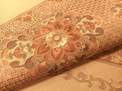 平和屋着物●中国三大刺繍　スワトウ相良刺繍　創祀州　太鼓柄袋帯　紬地　正倉院花文　正絹　逸品　CABN2876vp