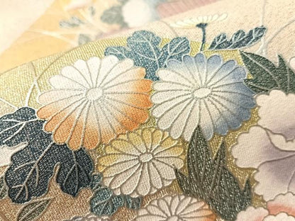 平和屋着物●太鼓柄袋帯　綴れ　御所車花鳥文　金銀彩　正絹　逸品　CABN2879vp