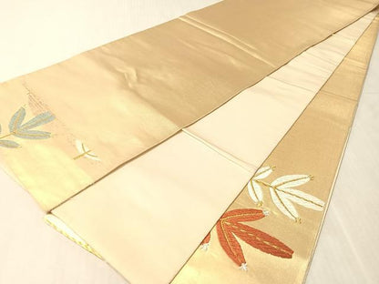 平和屋着物●太鼓柄袋帯　唐織　松葉文　金銀糸　正絹　逸品　CABN2881vp
