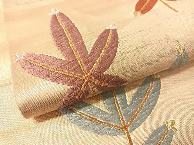 平和屋着物●太鼓柄袋帯　唐織　松葉文　金銀糸　正絹　逸品　CABN2881vp