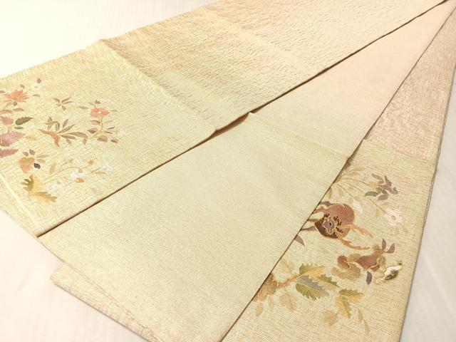 平和屋着物●太鼓柄袋帯　螺鈿　駒刺繍　人物風景文　金糸　正絹　逸品　未使用　CABN2882vp