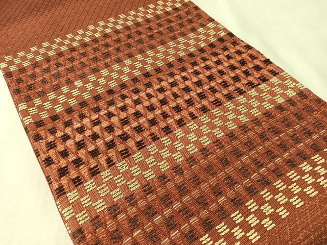 平和屋着物●太鼓柄袋帯　紬地　横段文　正絹　逸品　CABN2883vp