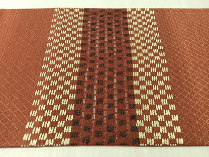 平和屋着物●太鼓柄袋帯　紬地　横段文　正絹　逸品　CABN2883vp
