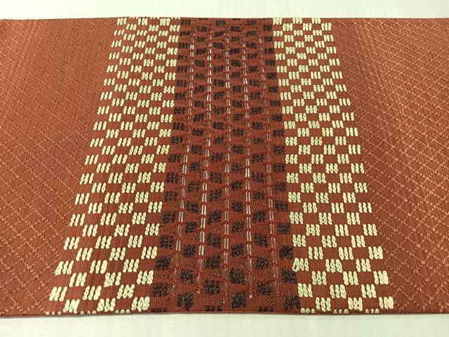 平和屋着物●太鼓柄袋帯　紬地　横段文　正絹　逸品　CABN2883vp