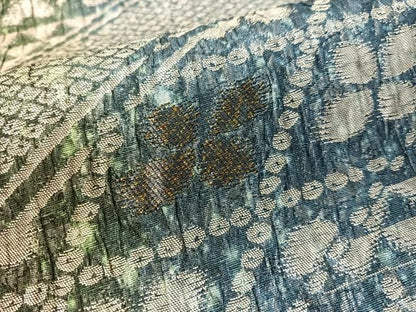 平和屋着物●両面　全通柄袋帯　ふくれ織　斜線文　金銀糸　正絹　逸品　CABN2885vp